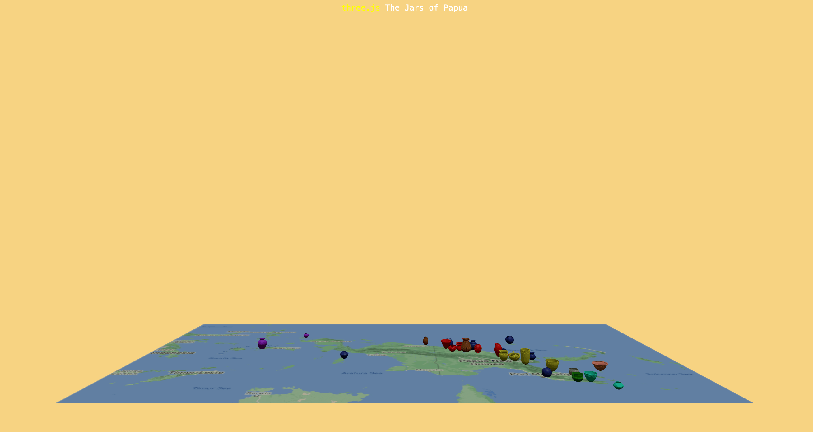 Several jar models sitting on a map of Papua.