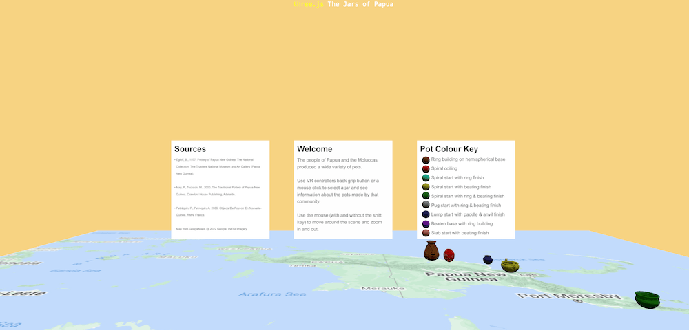 Five jar models sit on a map of Papua.